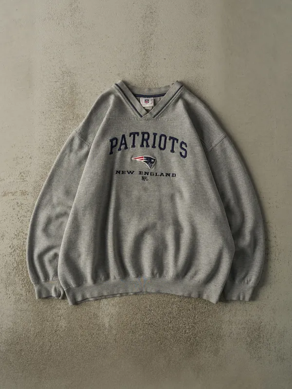 Vintage 90s Grey New England Patriots Embroidered Crewneck (XXL) sold by Rebalance Vintage