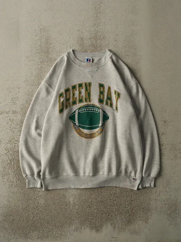 Vintage 90s Heather Grey Green Bay Packers Russell Athletic Crewneck (L) sold by Rebalance Vintage