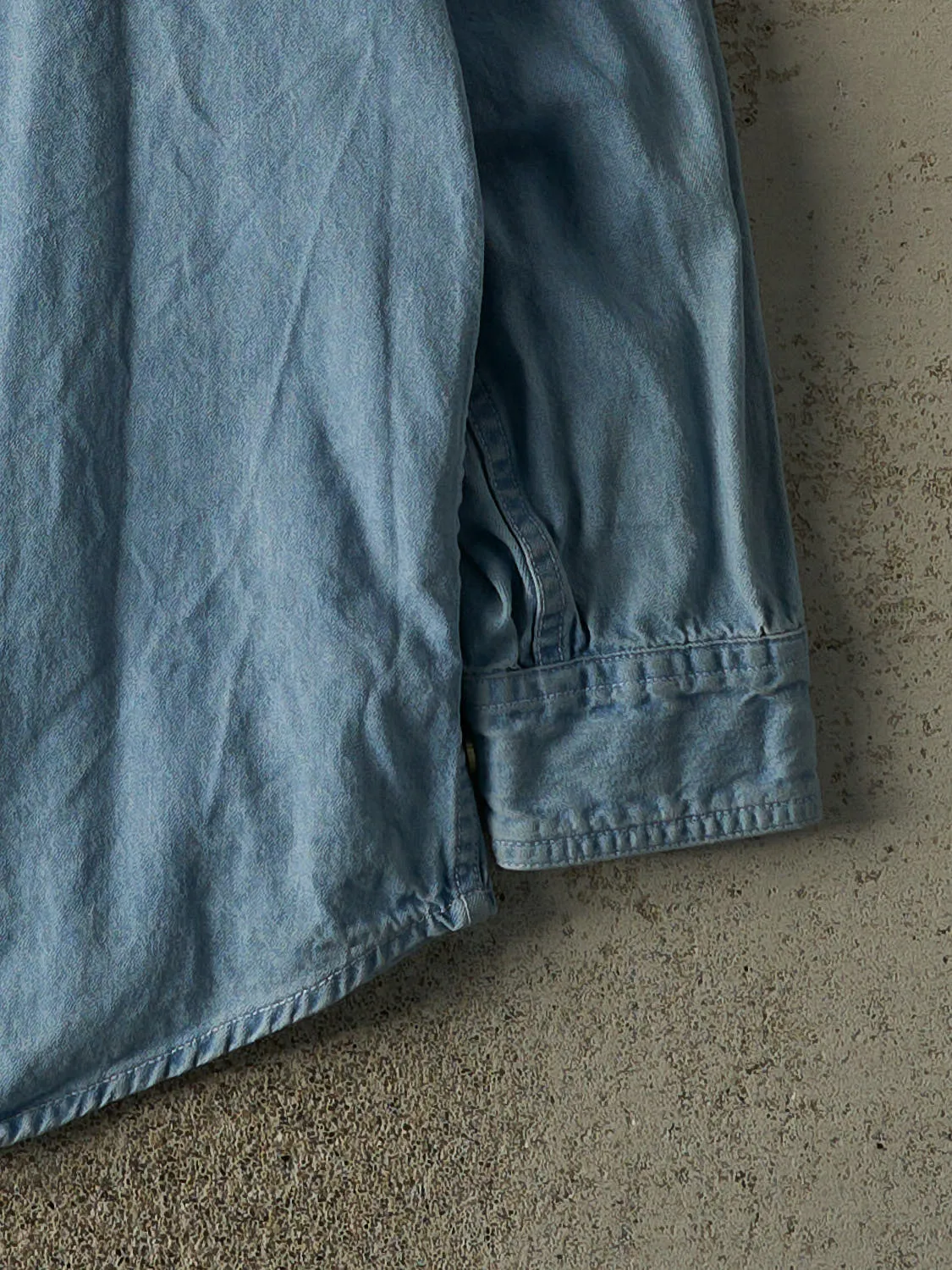 Vintage 90s Light Wash Denver Broncos Embroidered Denim Button Up (XL/XXL) sold by Rebalance Vintage product image thumbnail 3