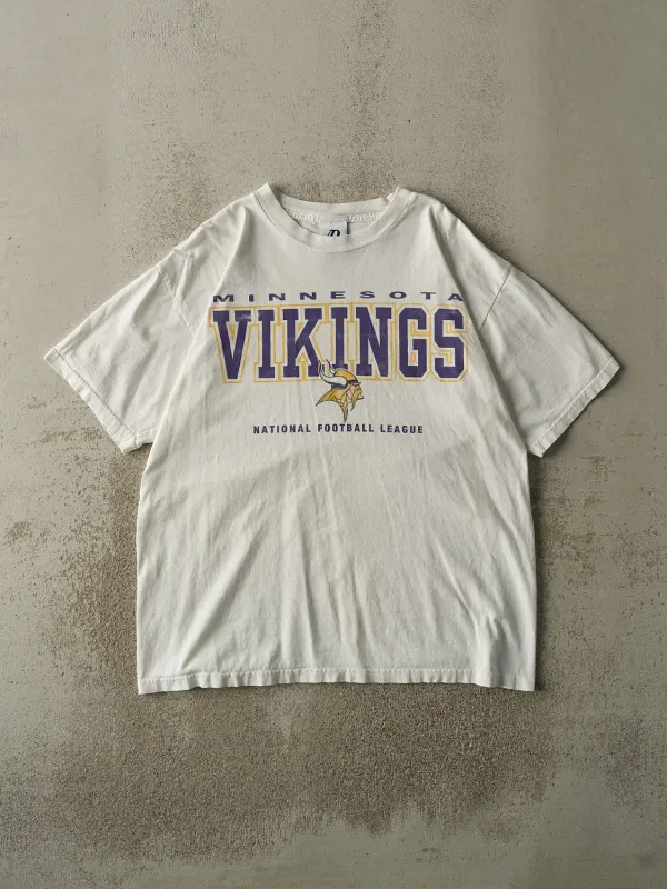 Vintage 90s White Minnesota Vikings Tee (L/XL) sold by Rebalance Vintage