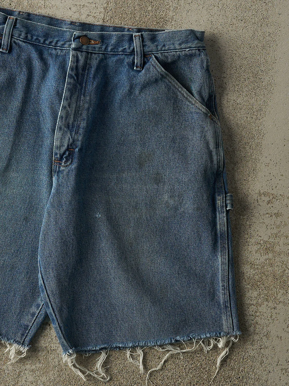 Vintage 90s Mid Wash Rustler Carpenter Cut Off Jean Shorts (35.5x10) sold by Rebalance Vintage product image thumbnail 3