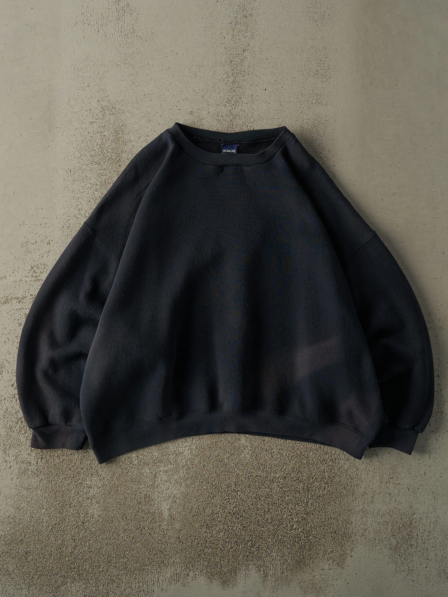 Vintage 90s Faded Black Blank Boxy Crewneck (XXL) sold by Rebalance Vintage