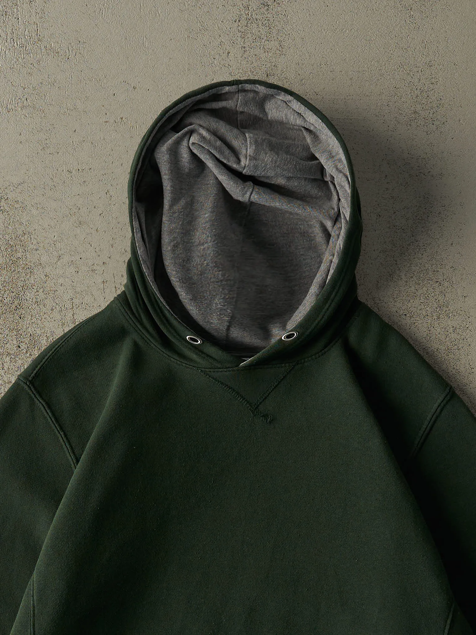 Vintage Y2K Green Blank Russell Athletic Hoodie (M/L) sold by Rebalance Vintage product image thumbnail 2