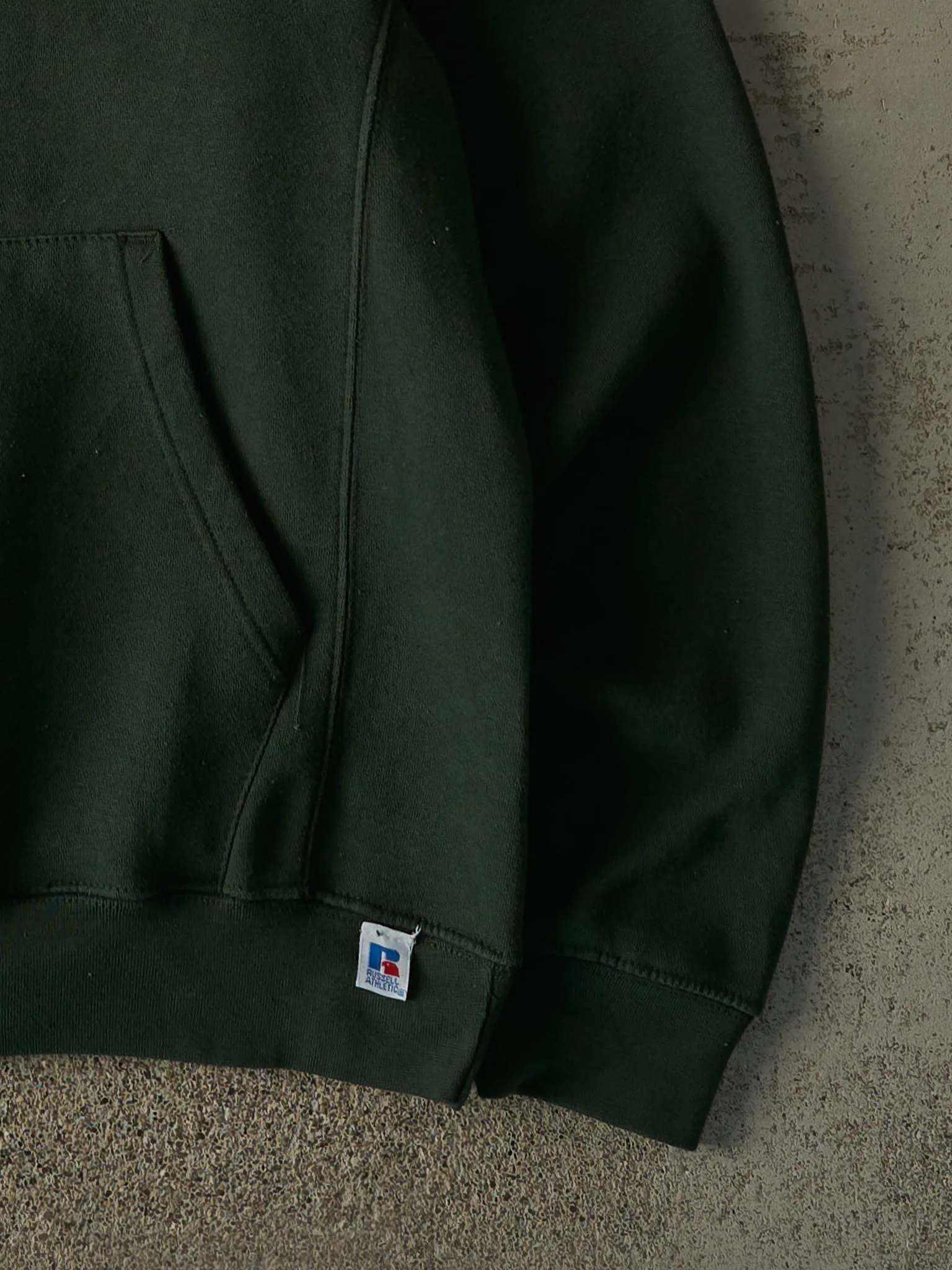 Vintage Y2K Green Blank Russell Athletic Hoodie (M/L) sold by Rebalance Vintage product image thumbnail 3