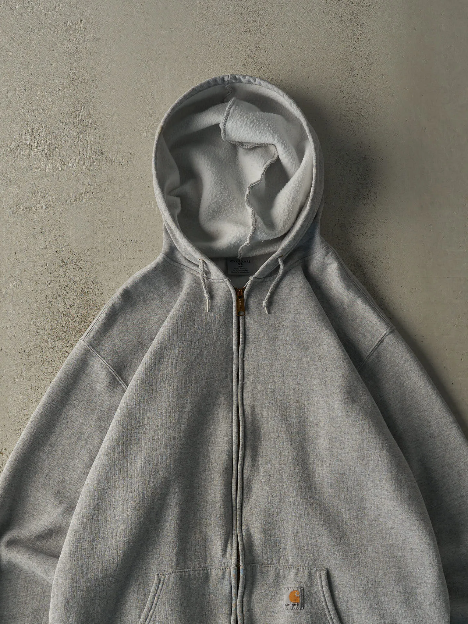 Vintage Y2K Heather Grey Carhartt Zip Up Hoodie (XXXL) sold by Rebalance Vintage product image thumbnail 2