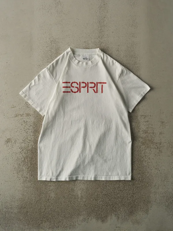 Vintage 90s White Esprit Logo Single Stitch Tee (M/L) sold by Rebalance Vintage