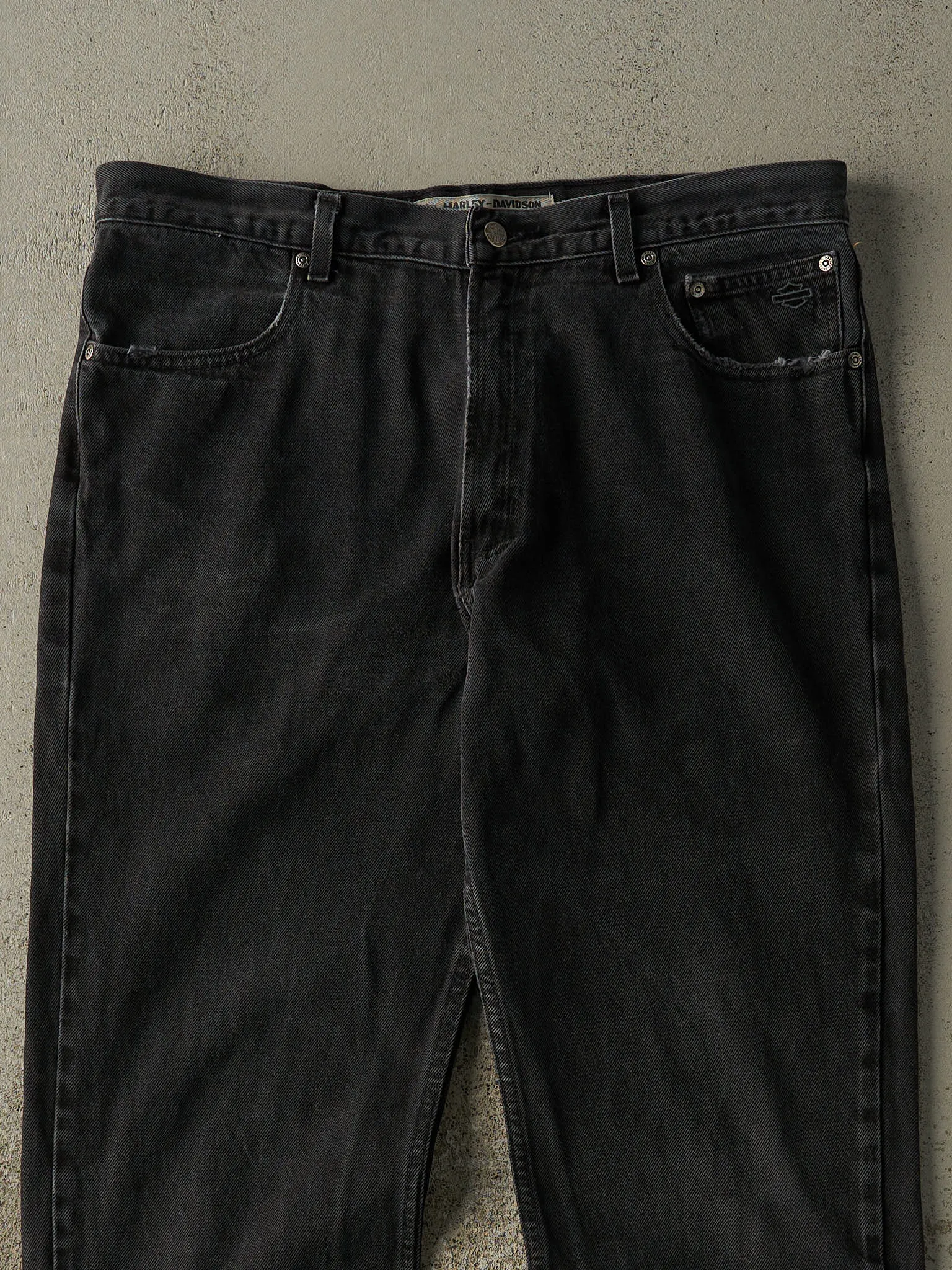Vintage 90s Faded Black Harley Davidson Denim Pants (37x30) sold by Rebalance Vintage product image thumbnail 3
