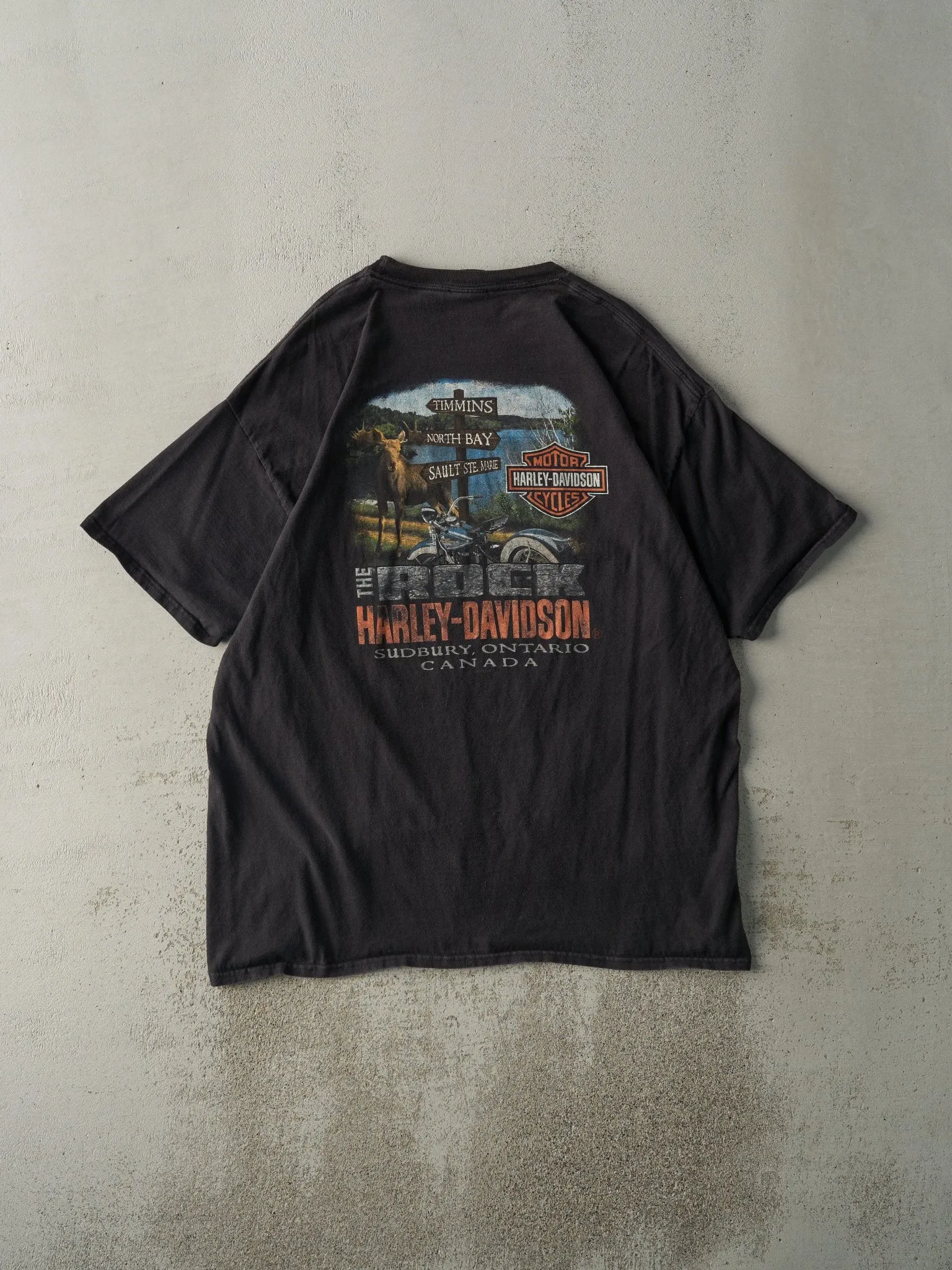 14' Black Sudbury Ontario Harley Davidson Tee (XL) sold by Rebalance Vintage