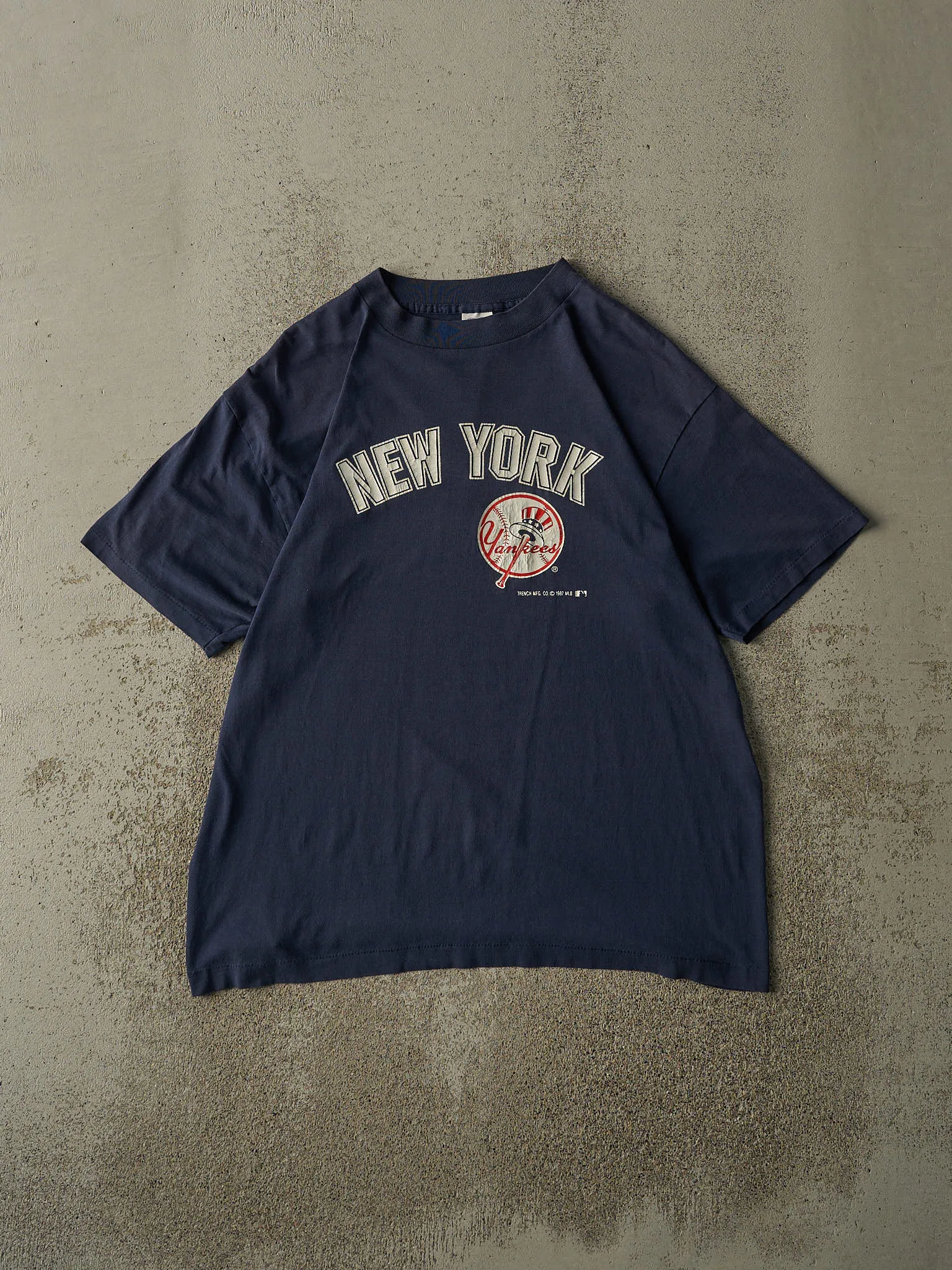 Vintage 87' Navy Blue New York Yankees Single Stitch Tee (M/L) sold by Rebalance Vintage