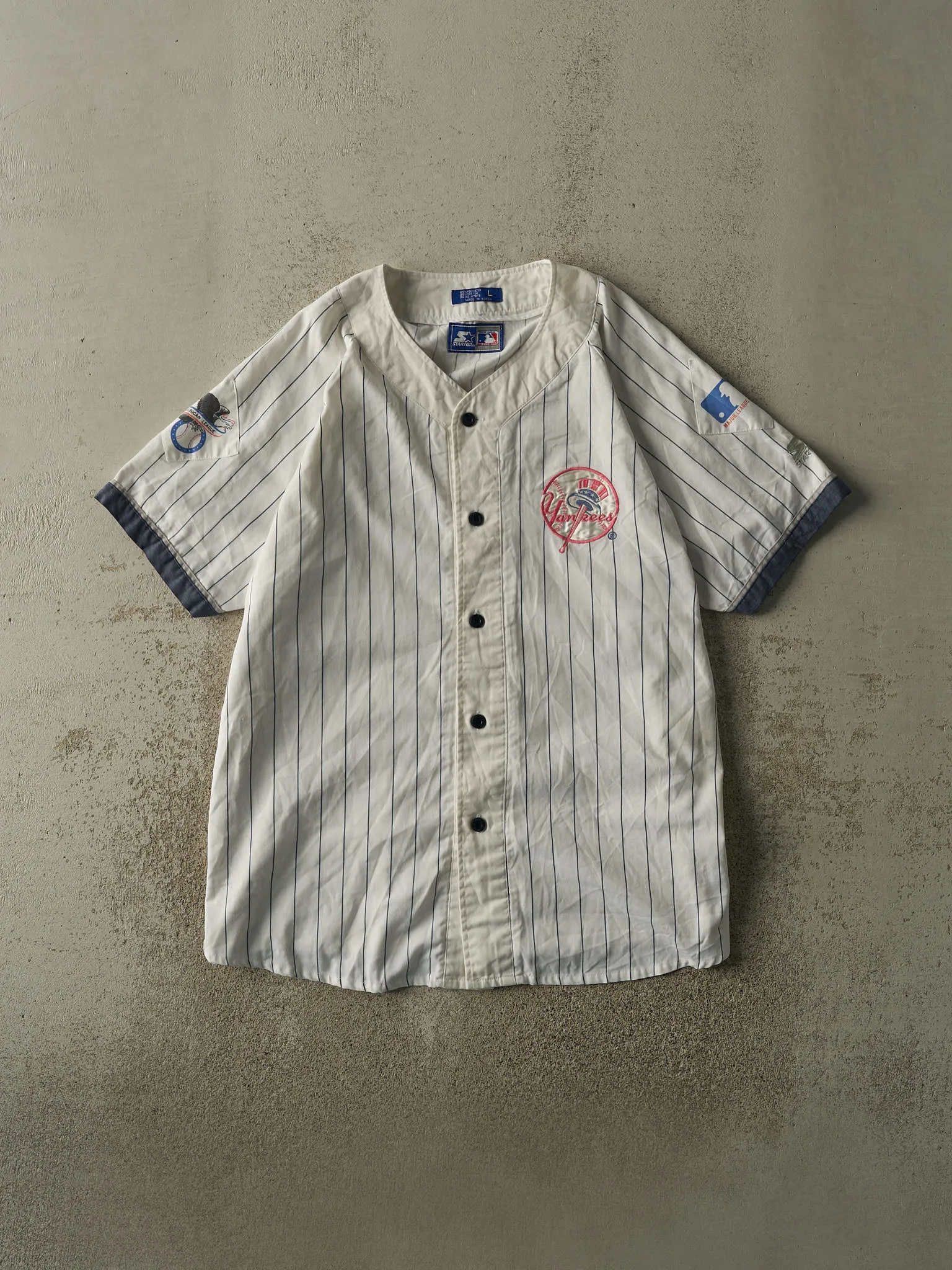 Vintage 90s White New York Yankees Starter Embroidered Jersey (XL) sold by Rebalance Vintage