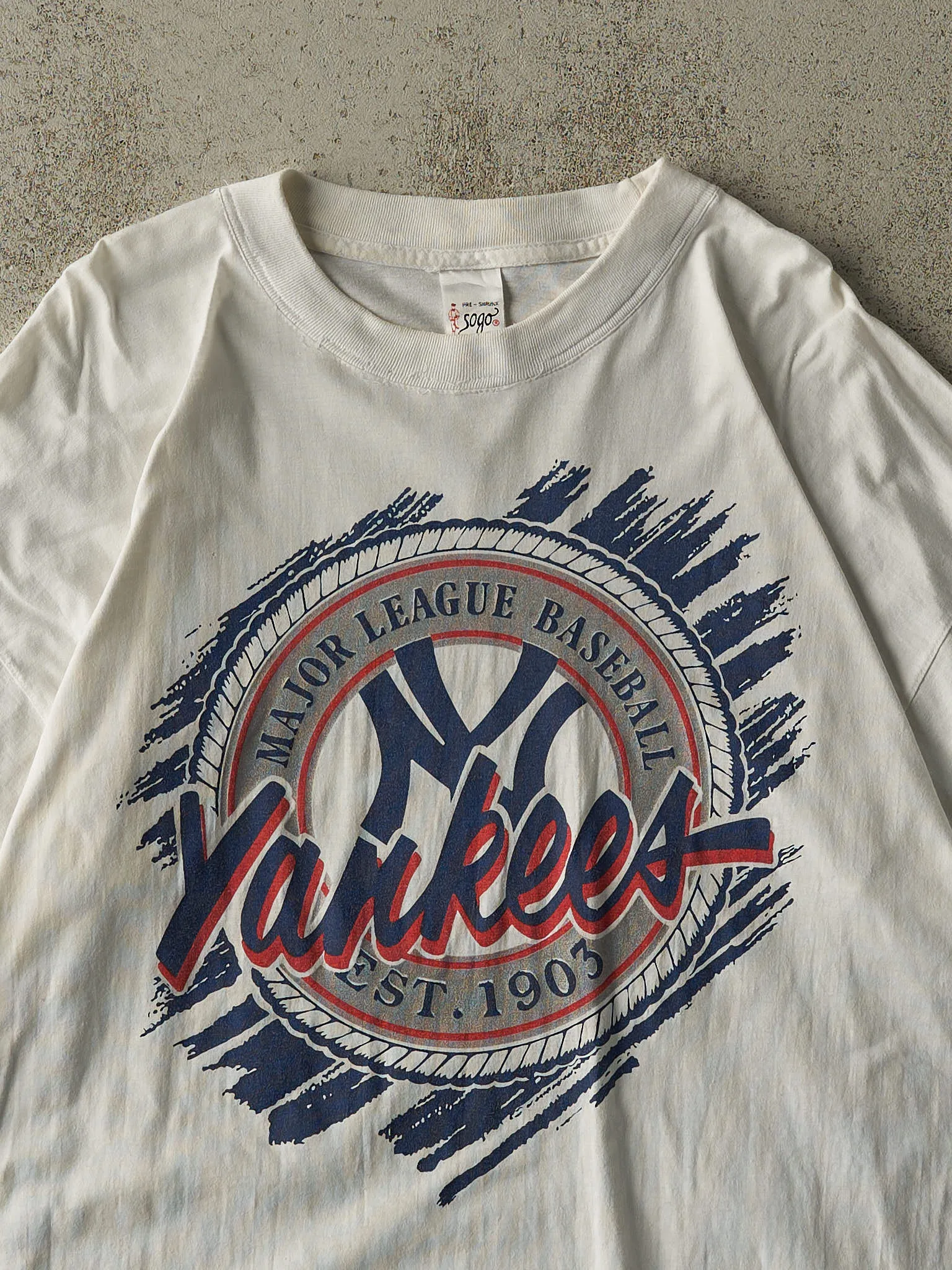 Vintage 90s White New York Yankees Tee (L/XL) sold by Rebalance Vintage product image thumbnail 2