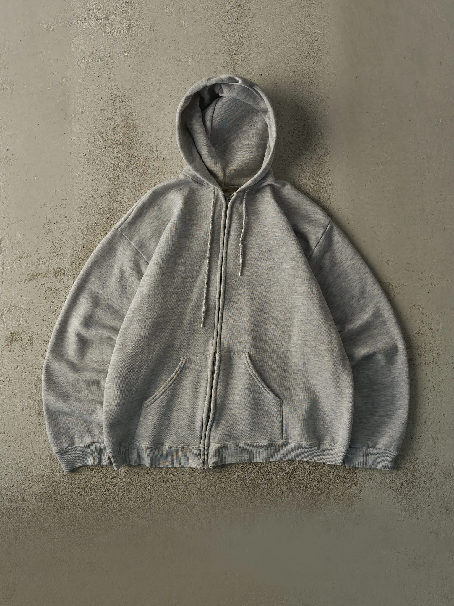 Vintage 80s Heather Grey Zip Up Hoodie (L) sold by Rebalance Vintage