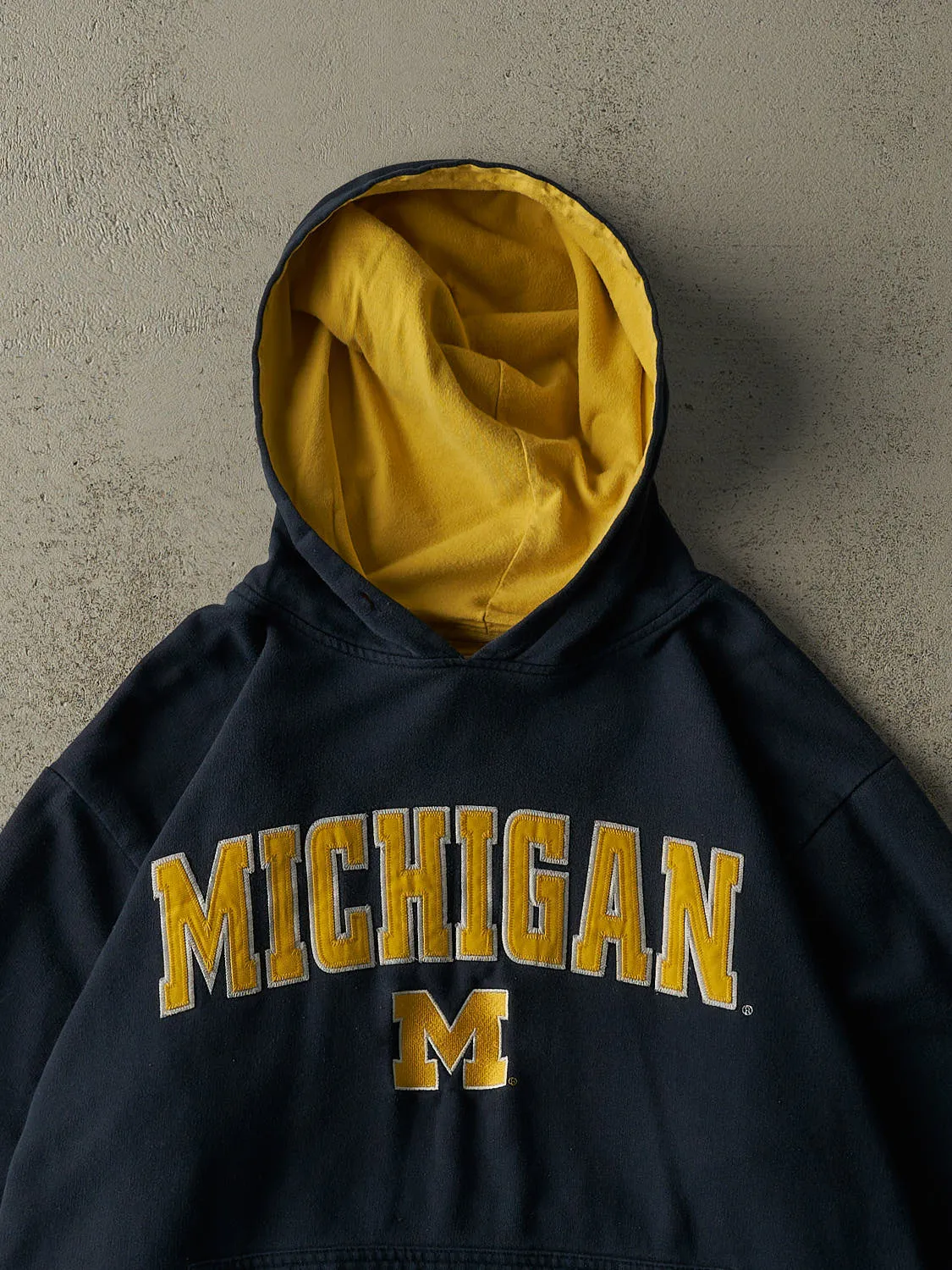 Vintage Y2K Navy Blue University of Michigan Hoodie (L/XL) sold by Rebalance Vintage product image thumbnail 2