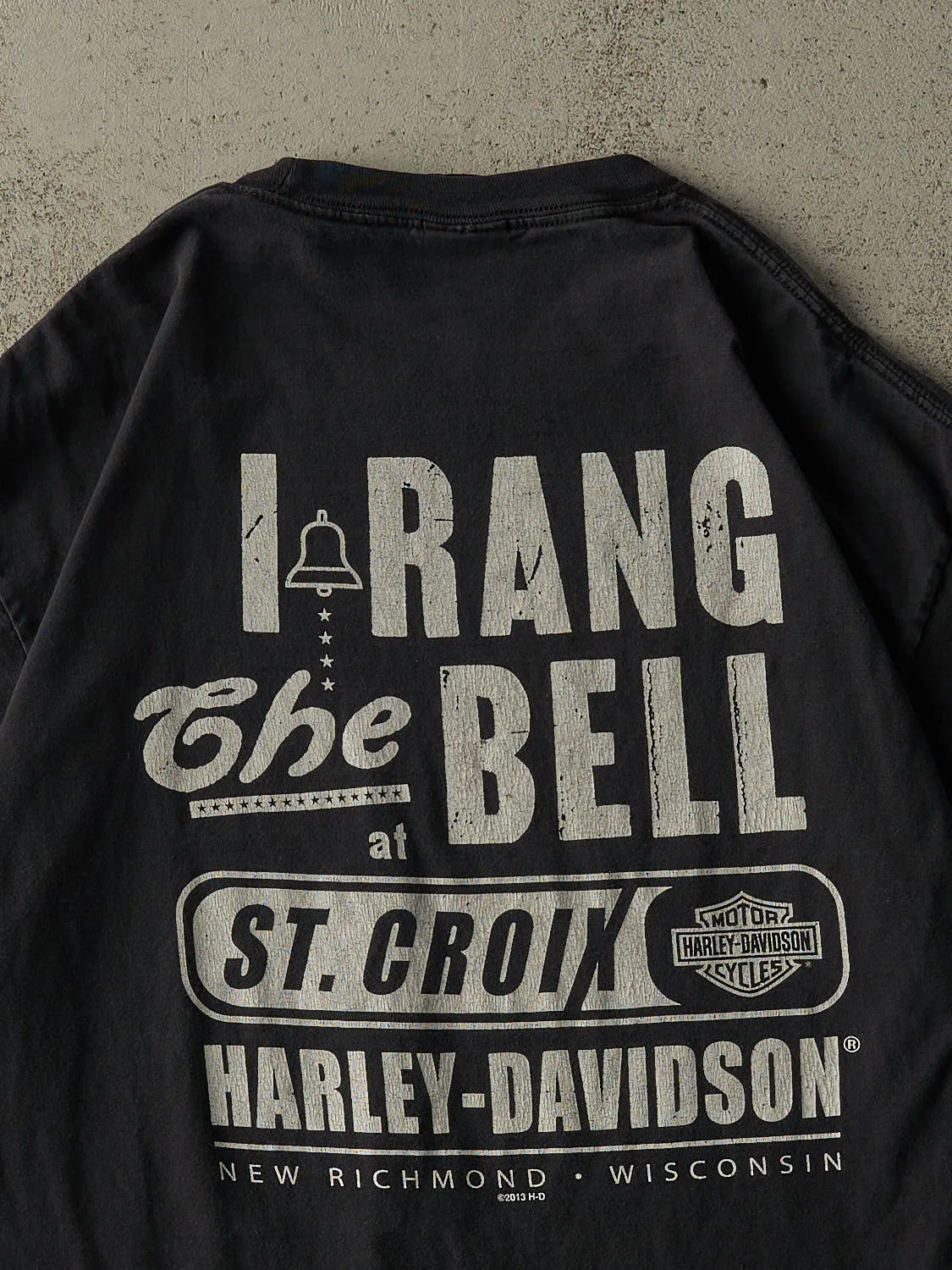 Vintage 13' Faded Black New Richmond WI Harley Davidson Tee (L/XL) sold by Rebalance Vintage product image thumbnail 4