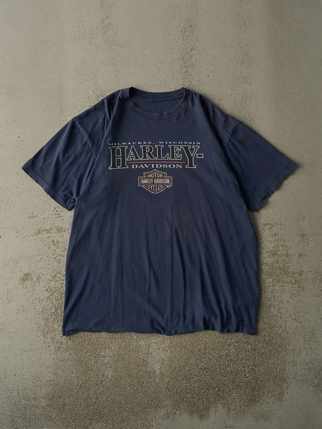 Vintage 90s Navy Blue Milwaukee WI Harley Davidson Tee (XL) sold by Rebalance Vintage