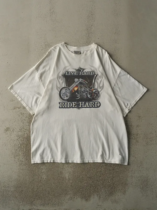 Vintage 90s White "Live Hard Ride Hard" Biker Tee (XL/XXL) sold by Rebalance Vintage