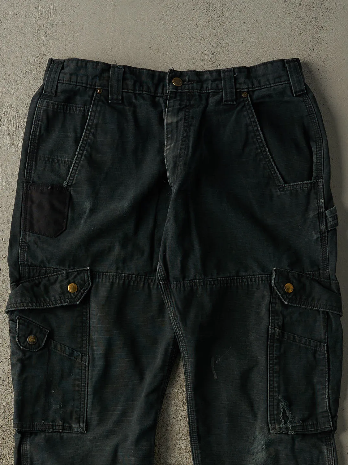 Vintage Y2K Faded Black Carhartt Double Knee Cargo Utility Pants (32x32) sold by Rebalance Vintage product image thumbnail 3