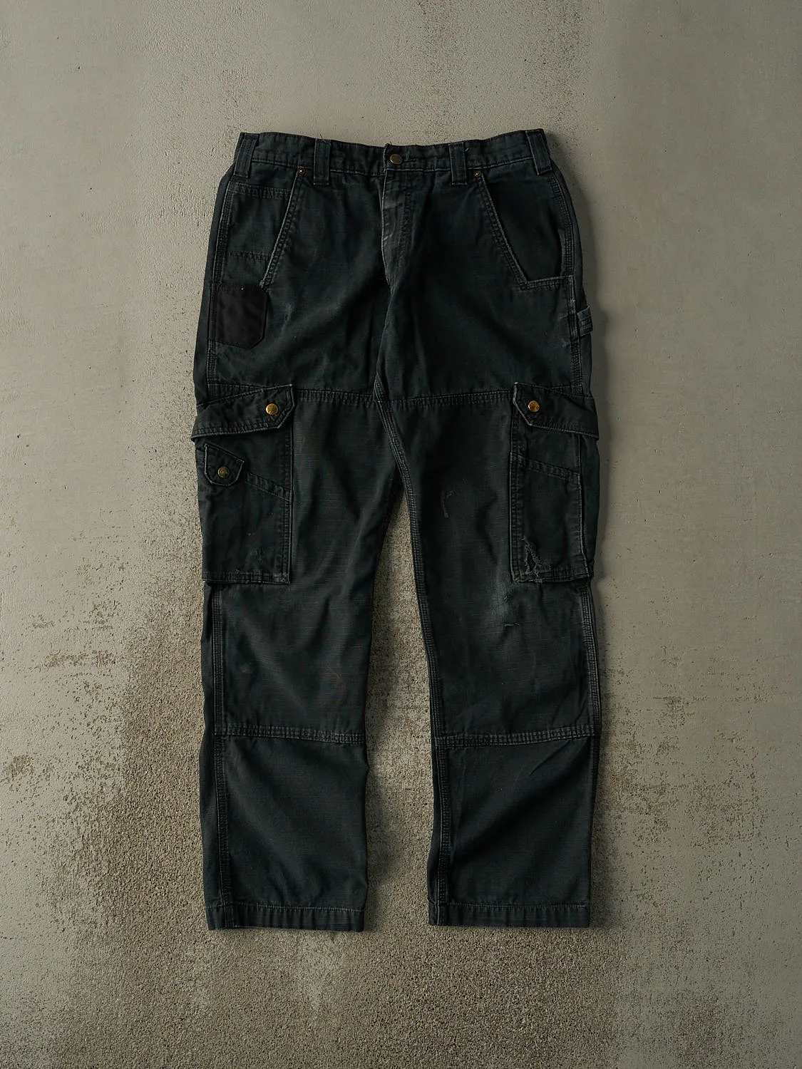 Vintage Y2K Faded Black Carhartt Double Knee Cargo Utility Pants (32x32) sold by Rebalance Vintage