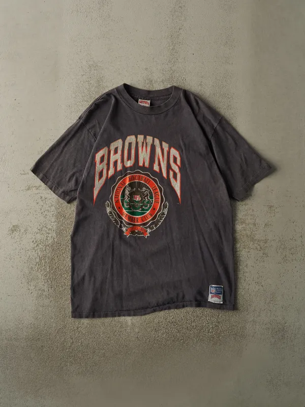 Vintage 90s Faded Black Cleveland Browns Single Stitch Tee (L/XL) sold by Rebalance Vintage