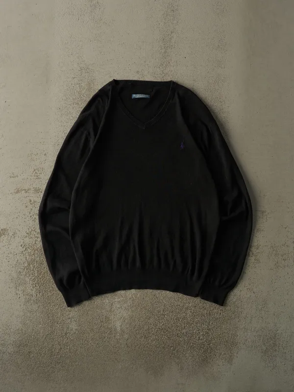 Vintage 90s Black Polo Ralph Lauren Embroidered Knit (M/L) sold by Rebalance Vintage
