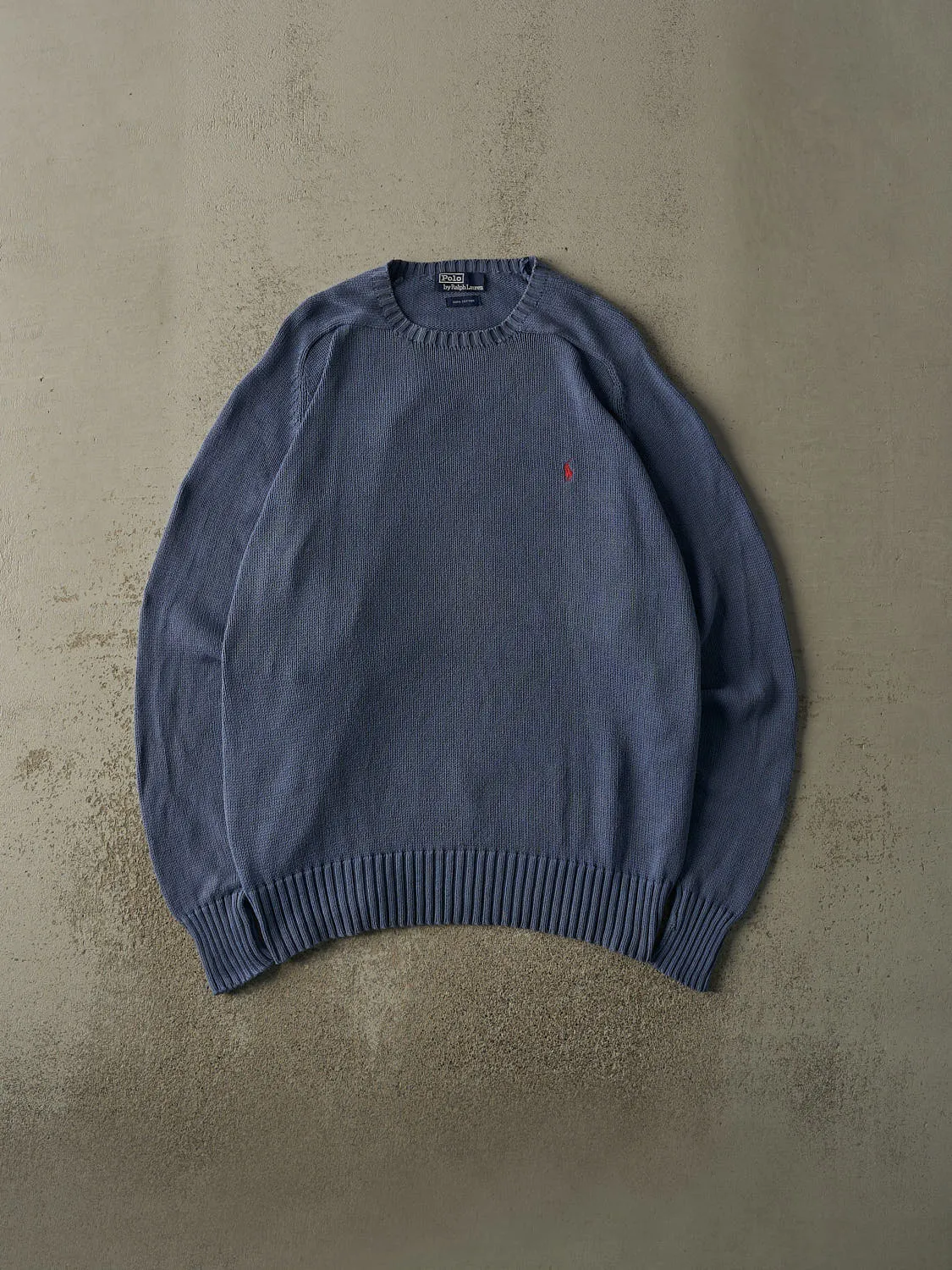 Vintage 90s Slate Blue Polo Ralph Lauren Knit Pullover (XXL) sold by Rebalance Vintage