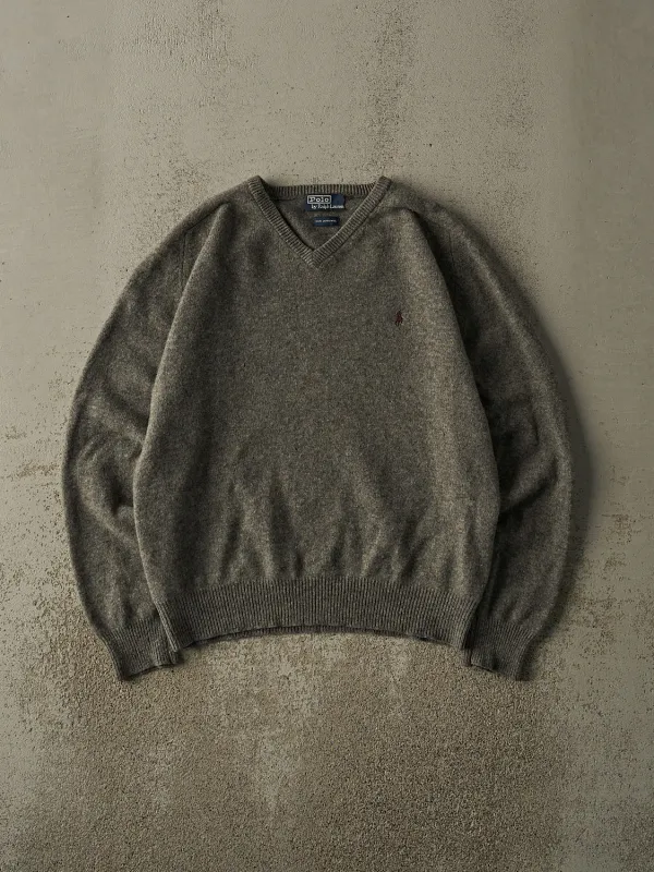 Vintage 90s Grey Polo Ralph Lauren Lambs Wool Boxy Knit (S/M) made by Rebalance Vintage