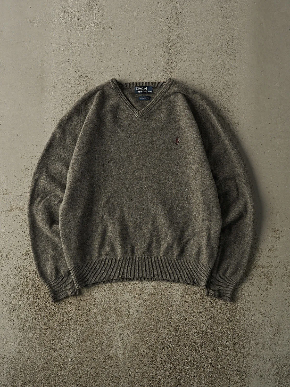 Vintage 90s Grey Polo Ralph Lauren Lambs Wool Boxy Knit (S/M) sold by Rebalance Vintage