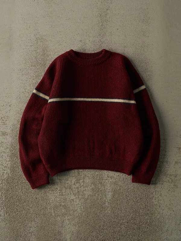 Vintage 90s Burgundy Striped Boxy Knit (XS/S) sold by Rebalance Vintage