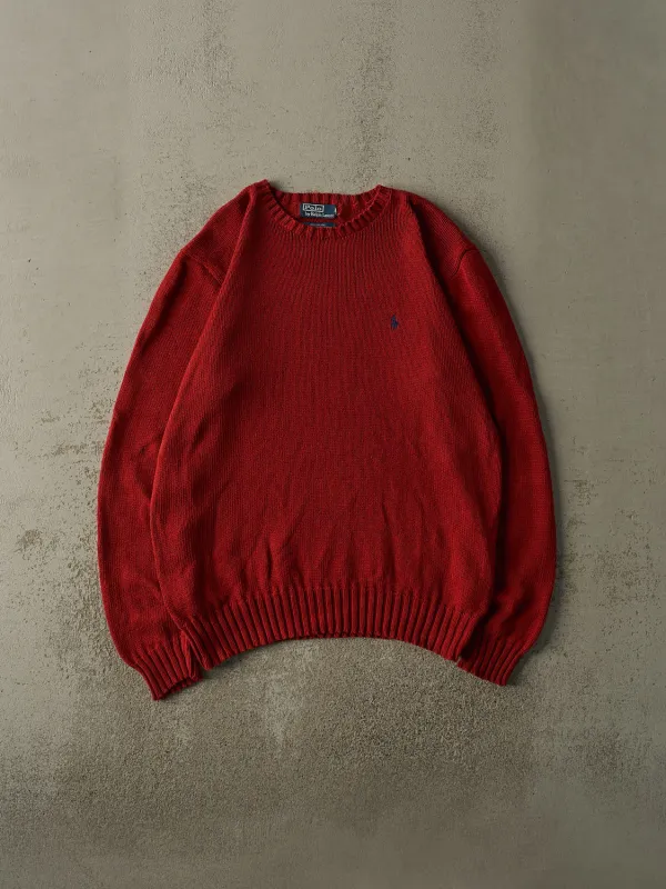 Vintage 90s Red Polo Ralph Lauren Knit Pullover (L/XL) sold by Rebalance Vintage