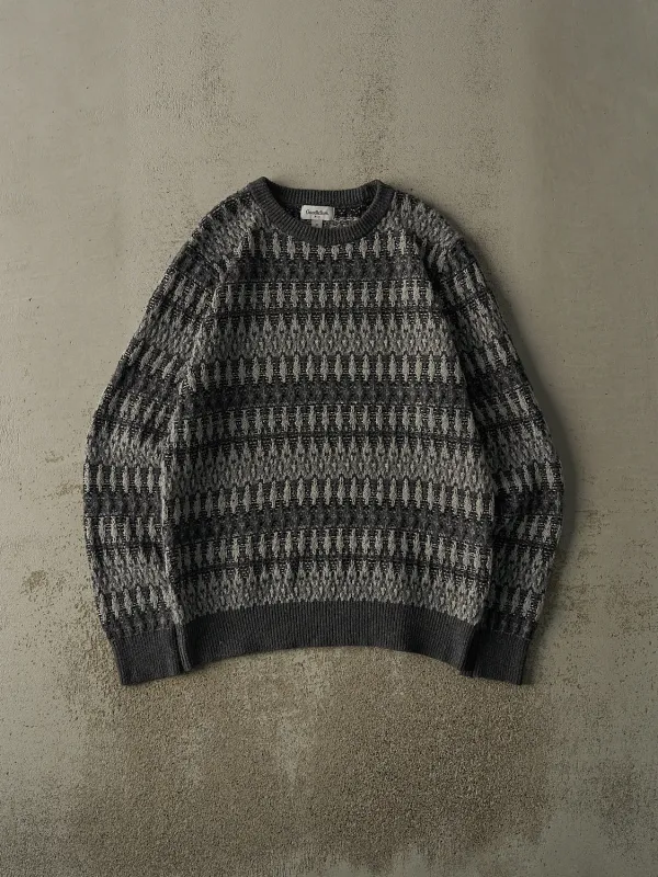 Vintage Y2K Grey Patterened Knit Pullover (M/L) sold by Rebalance Vintage