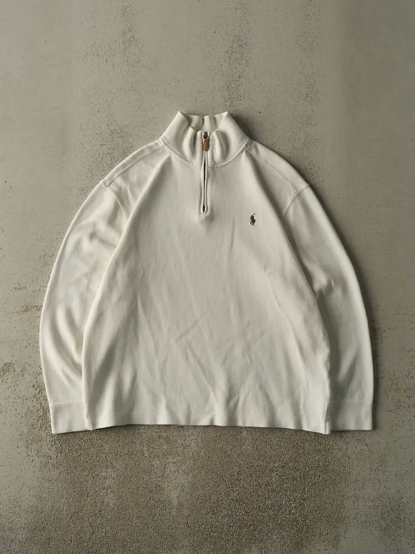 Vintage 90s White Polo Ralph Lauren Quarter Zip Knit (L/XL) sold by Rebalance Vintage