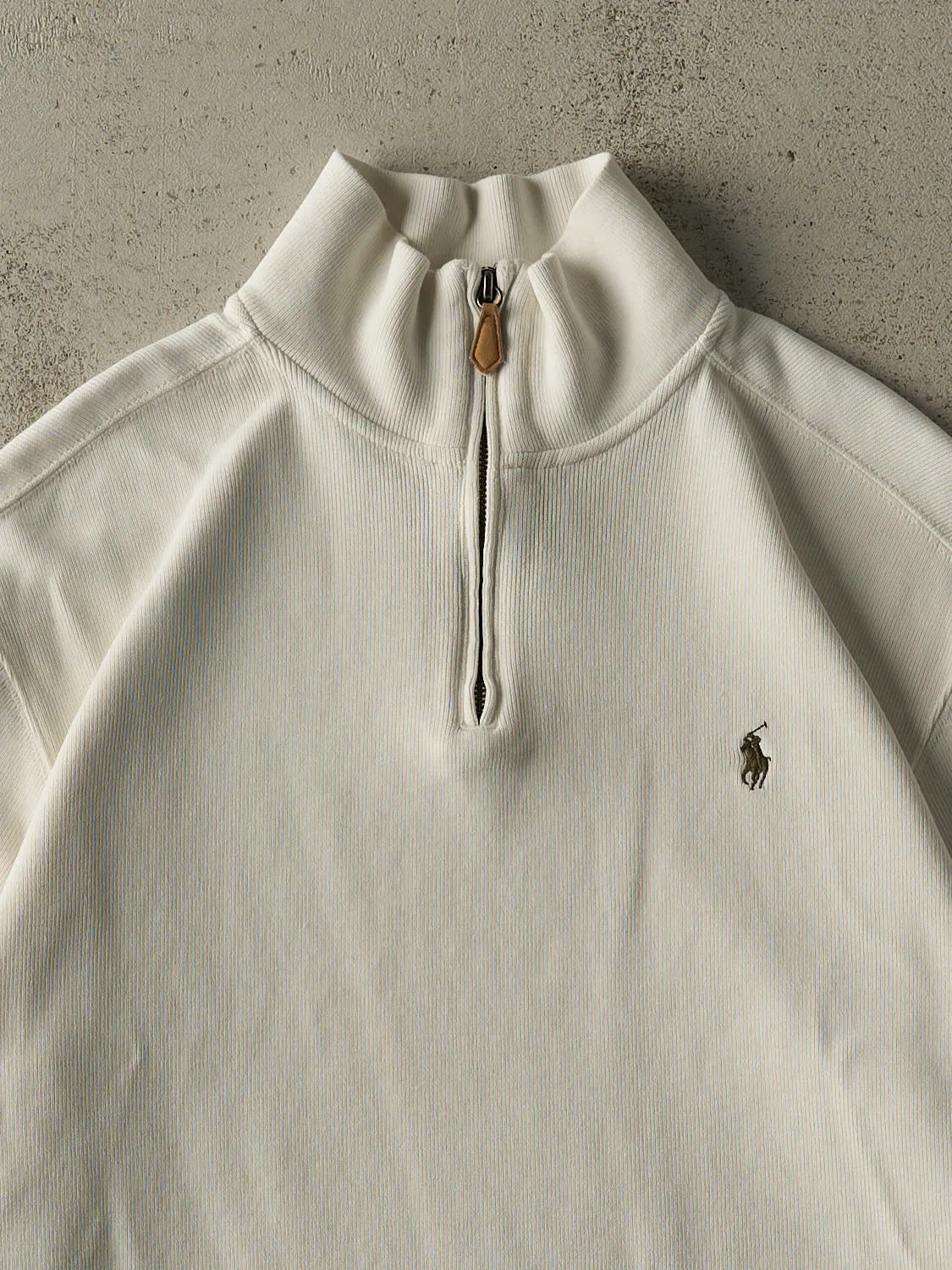 Vintage 90s White Polo Ralph Lauren Quarter Zip Knit (L/XL) sold by Rebalance Vintage product image thumbnail 2
