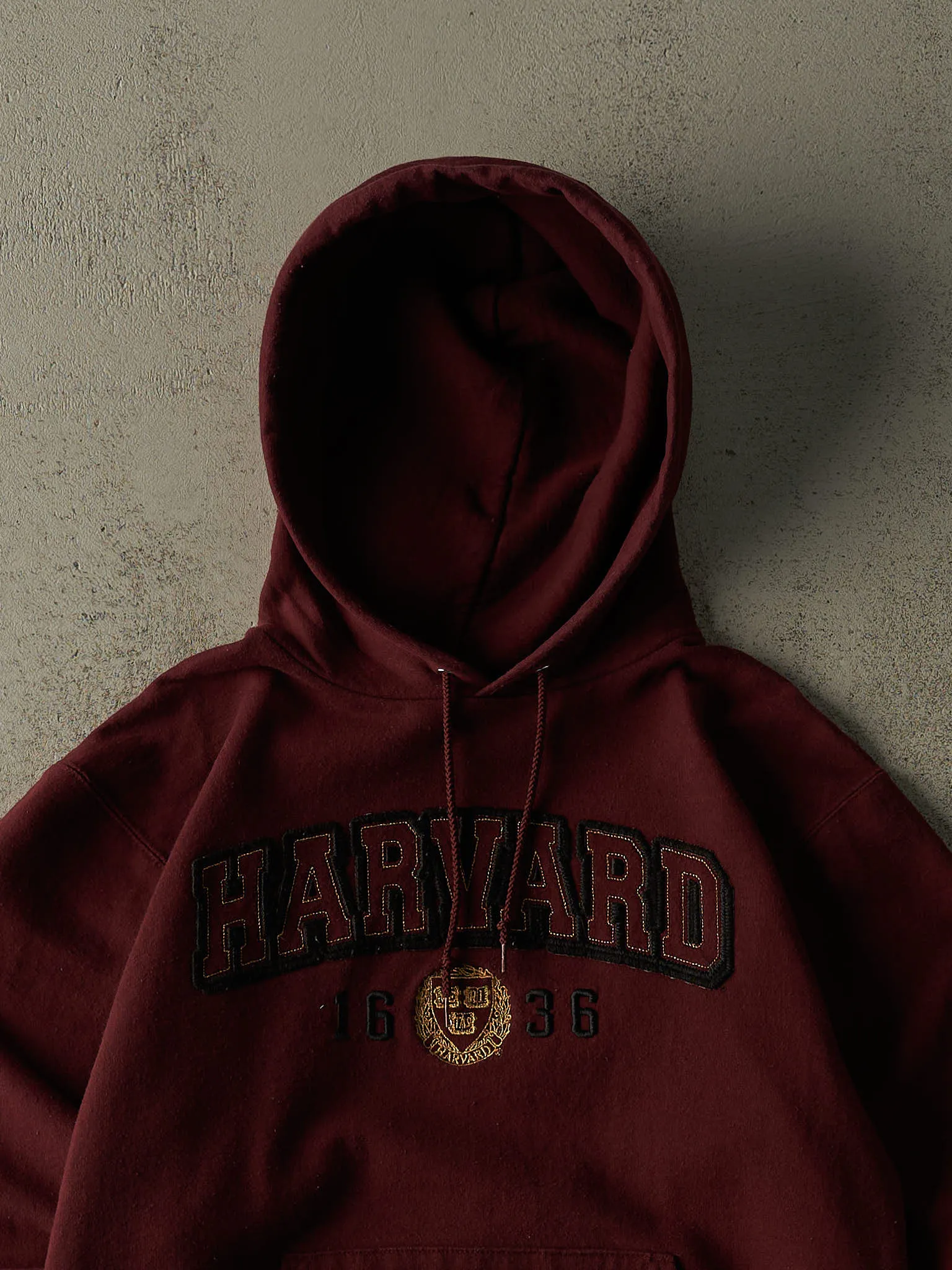 Vintage Y2K Burgundy Harvard University Embroidered Champion Hoodie (S) sold by Rebalance Vintage product image thumbnail 2