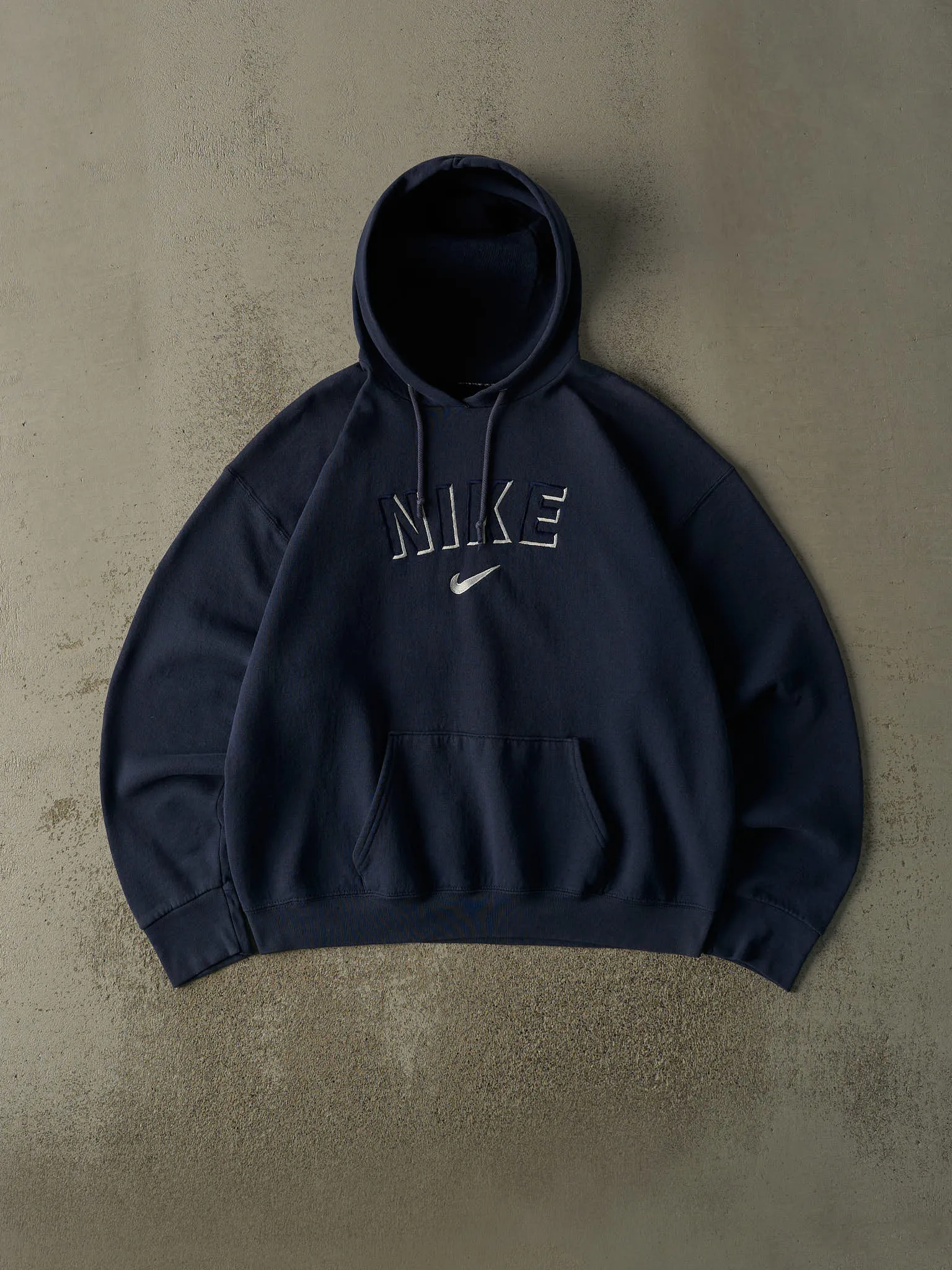 Vintage 90s Navy Blue Nike Bootleg Embroidered Hoodie (L/XL) sold by Rebalance Vintage