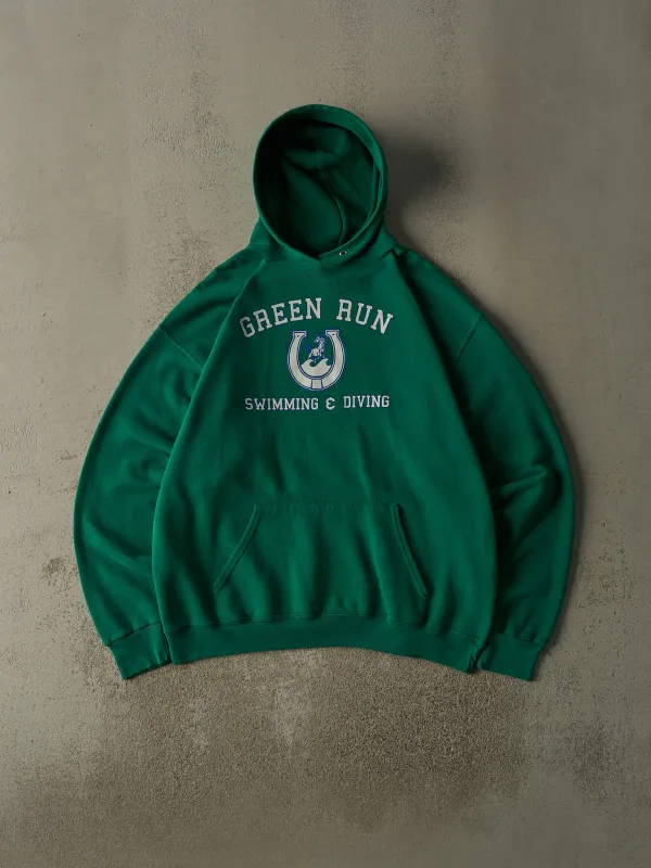 Vintage 80s Green Green Run Swimming & Diving Hoodie (XL) sold by Rebalance Vintage