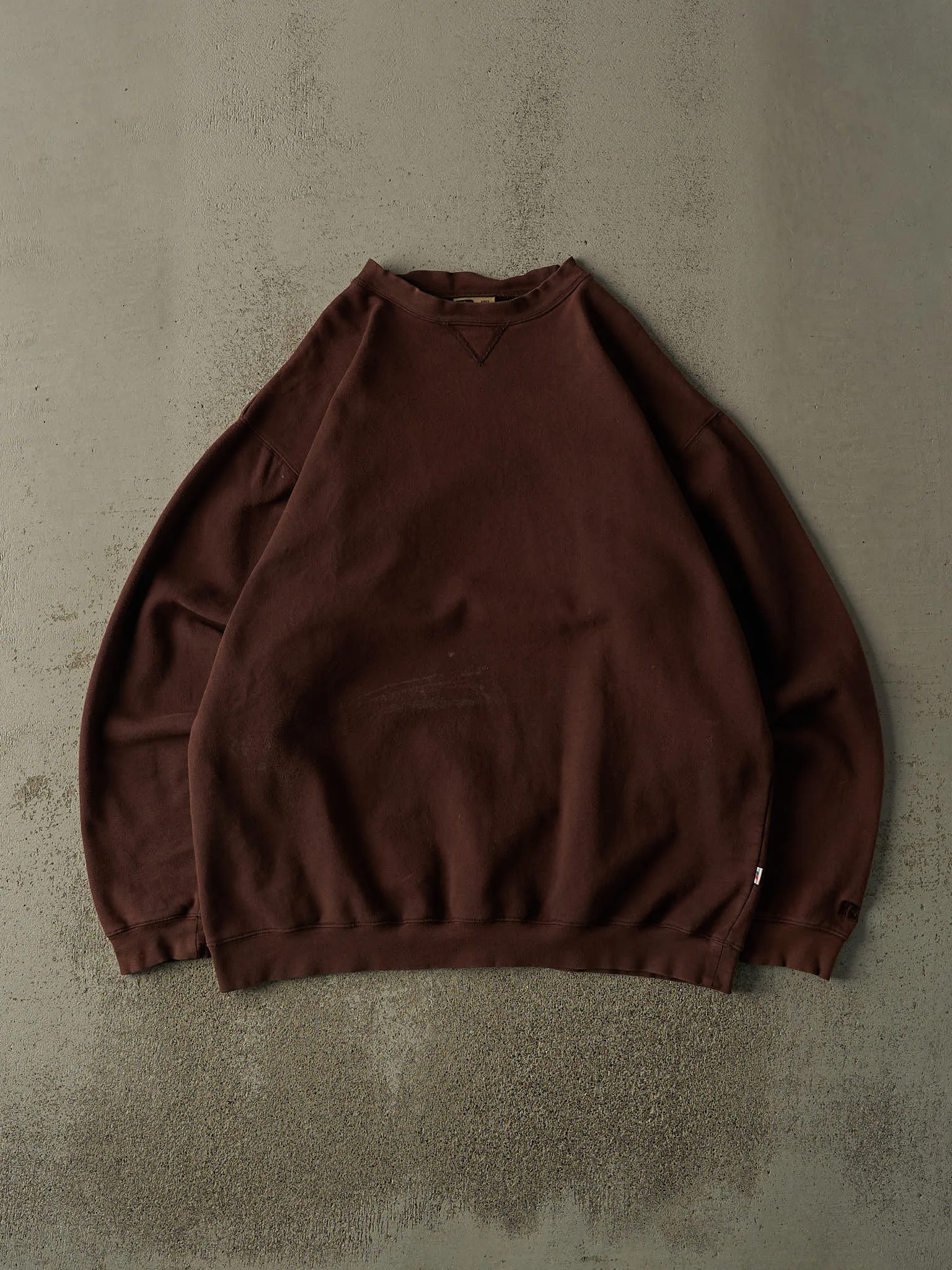 Vintage Y2K Sun Faded Brown Russell Athletic Blank Crewneck (XXL) sold by Rebalance Vintage