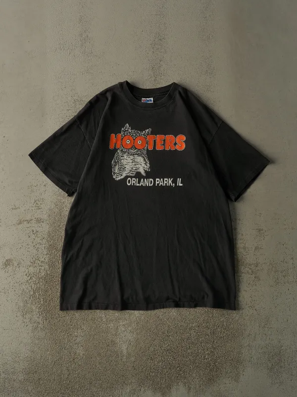 Vintage 90s Faded Black Hooters Orland Park, Il Single Stitch Tee (XL) sold by Rebalance Vintage