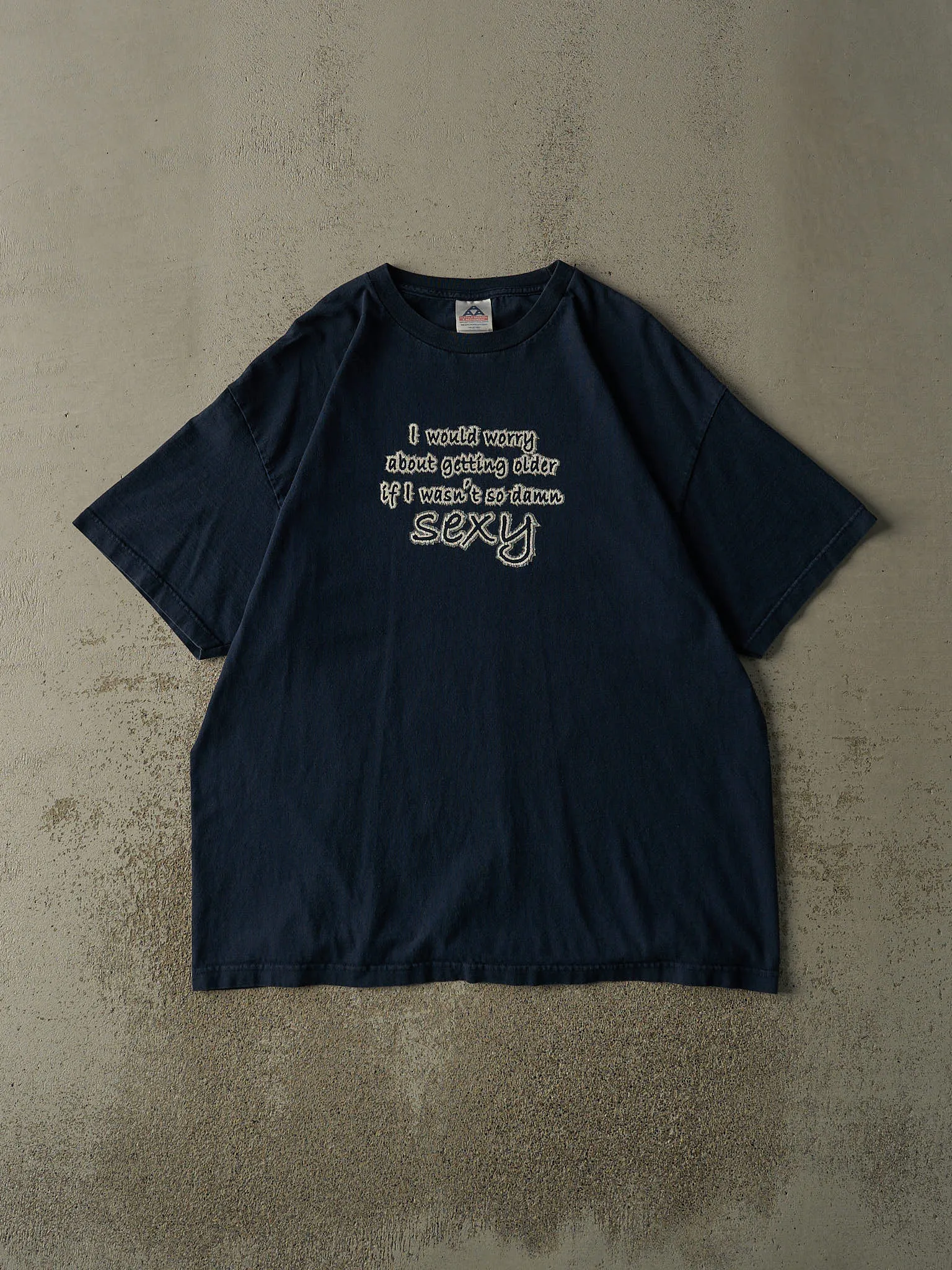 Vintage Y2K Navy Blue "So Damn Sexy" Slogan Tee (XL/XXL) sold by Rebalance Vintage
