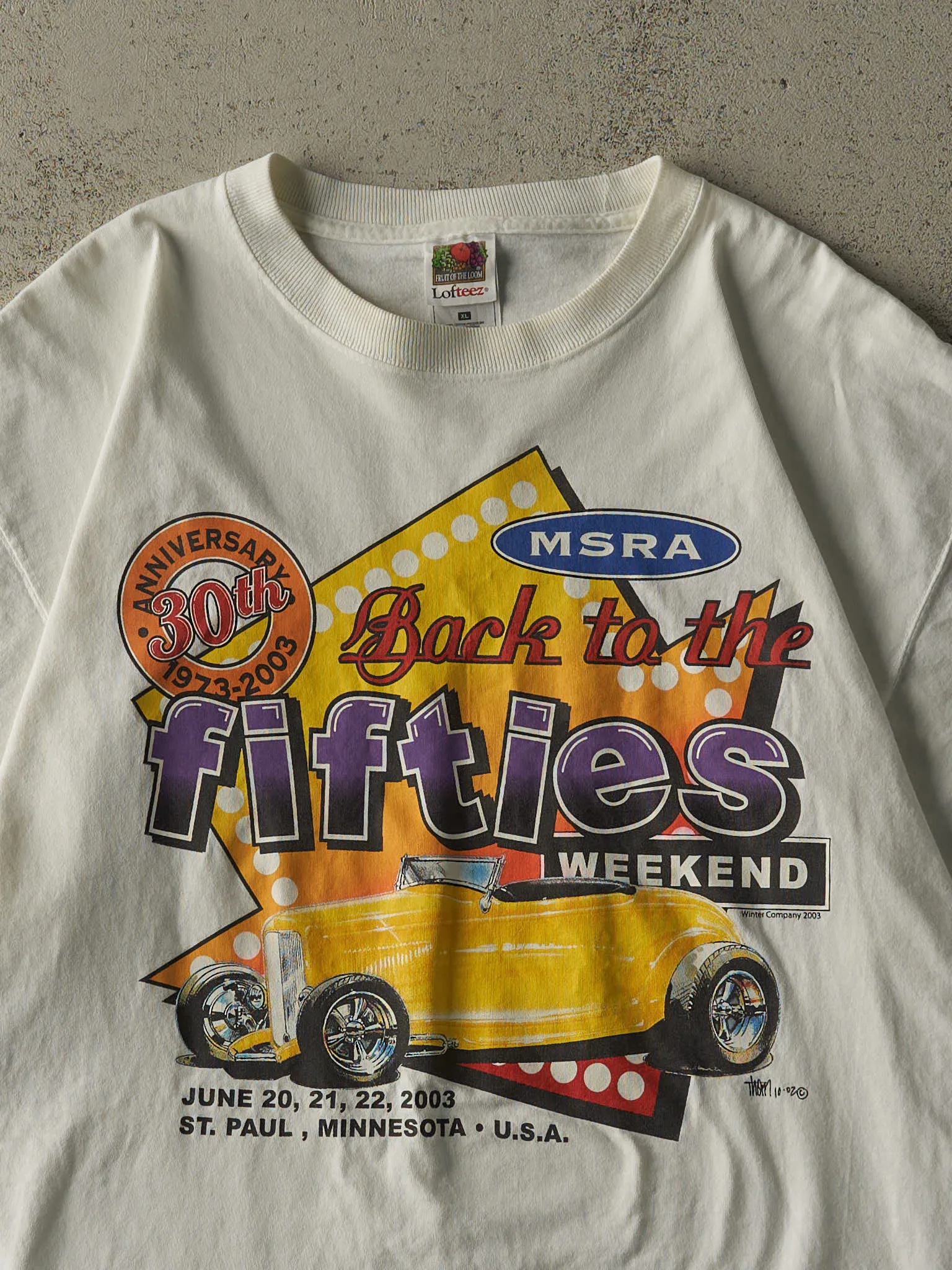 Vintage 03' White MSRA Back to the Fifties Weekend Car Tee (XL) sold by Rebalance Vintage product image thumbnail 2