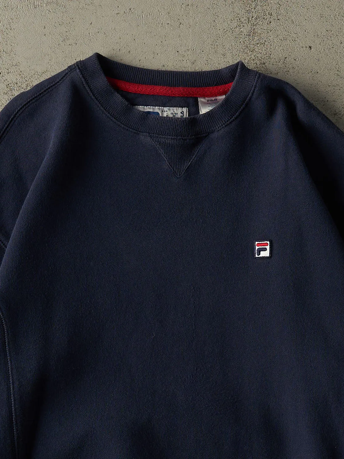 Vintage Y2K Navy Blue Fila Embroidered Crewneck (L/XL) sold by Rebalance Vintage product image thumbnail 2