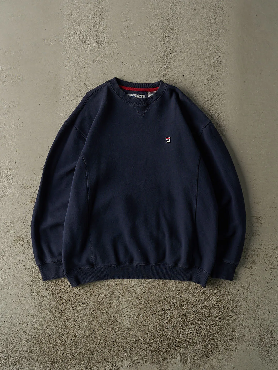 Vintage Y2K Navy Blue Fila Embroidered Crewneck (L/XL) sold by Rebalance Vintage
