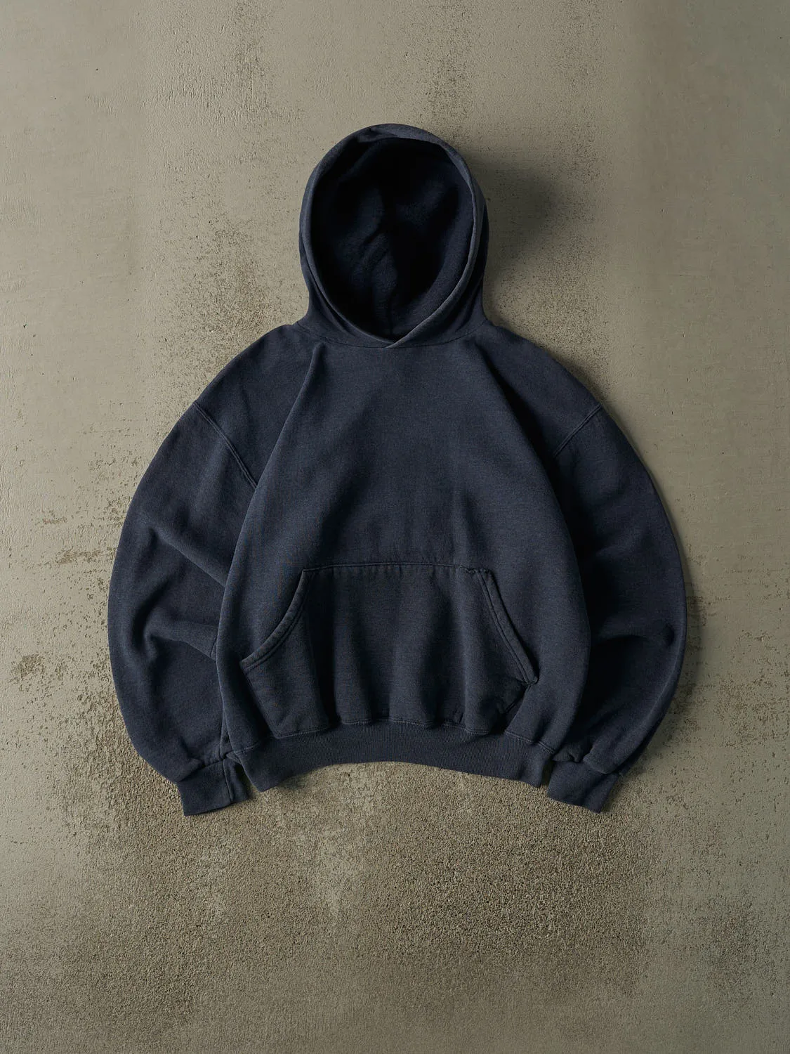 Vintage 90s Washed Navy Russell Athletic Blank Hoodie (S/M) sold by Rebalance Vintage