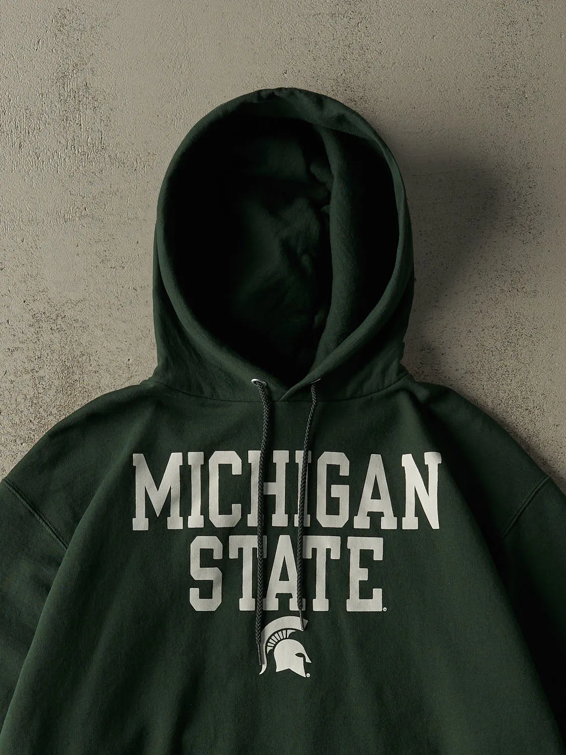 Vintage 90s Green Michigan State University Spartans Hoodie (L/XL) sold by Rebalance Vintage product image thumbnail 3