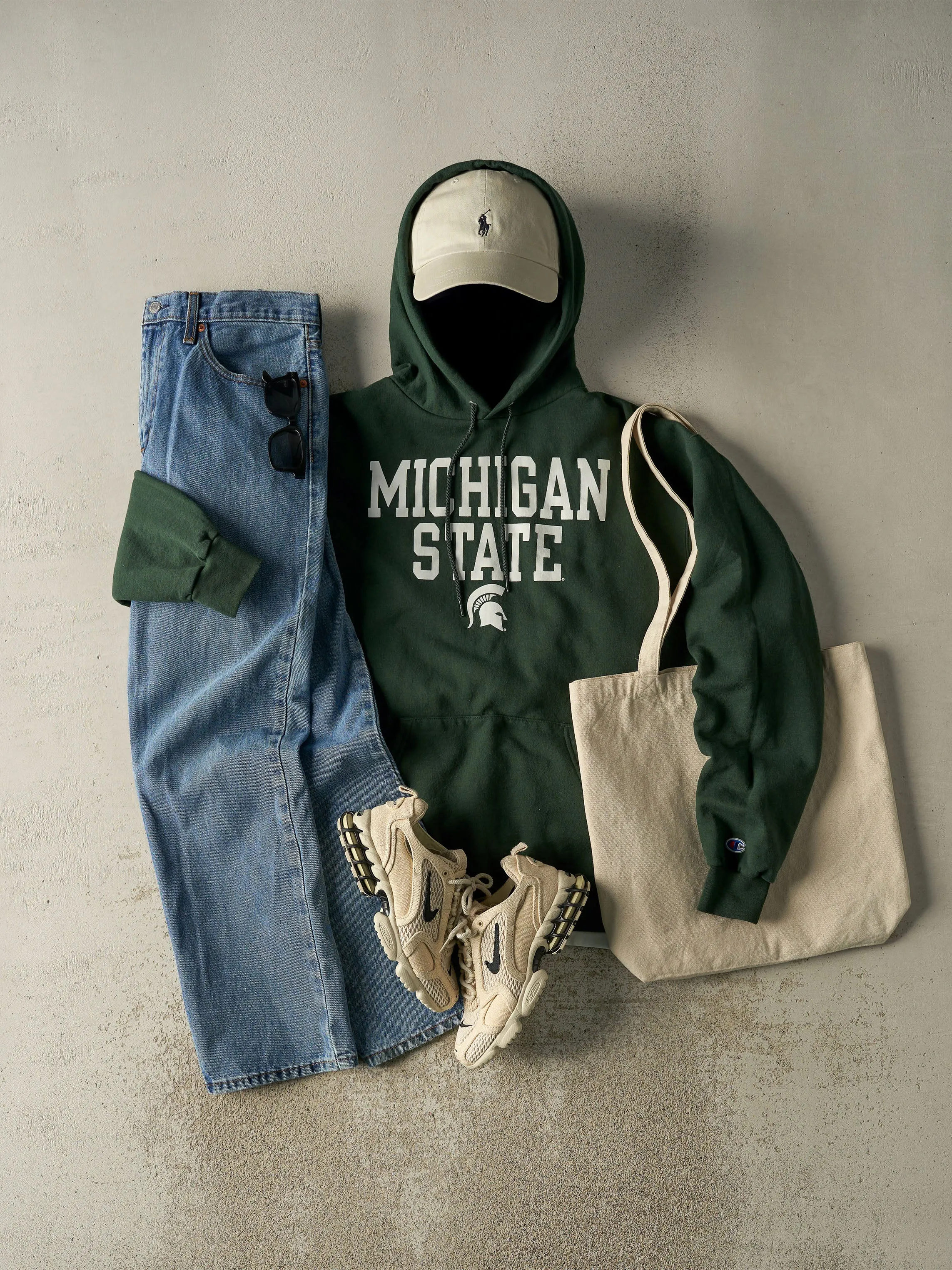 Vintage 90s Green Michigan State University Spartans Hoodie (L/XL) sold by Rebalance Vintage product image thumbnail 2