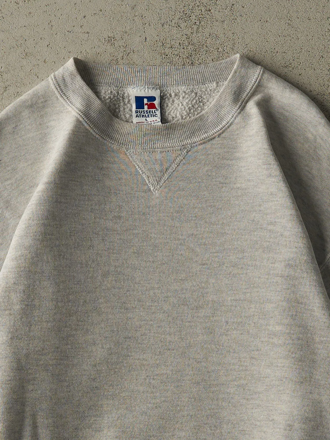 Vintage 90s Heather Grey Russell Athletic Blank Crewneck (M/L) sold by Rebalance Vintage product image thumbnail 2