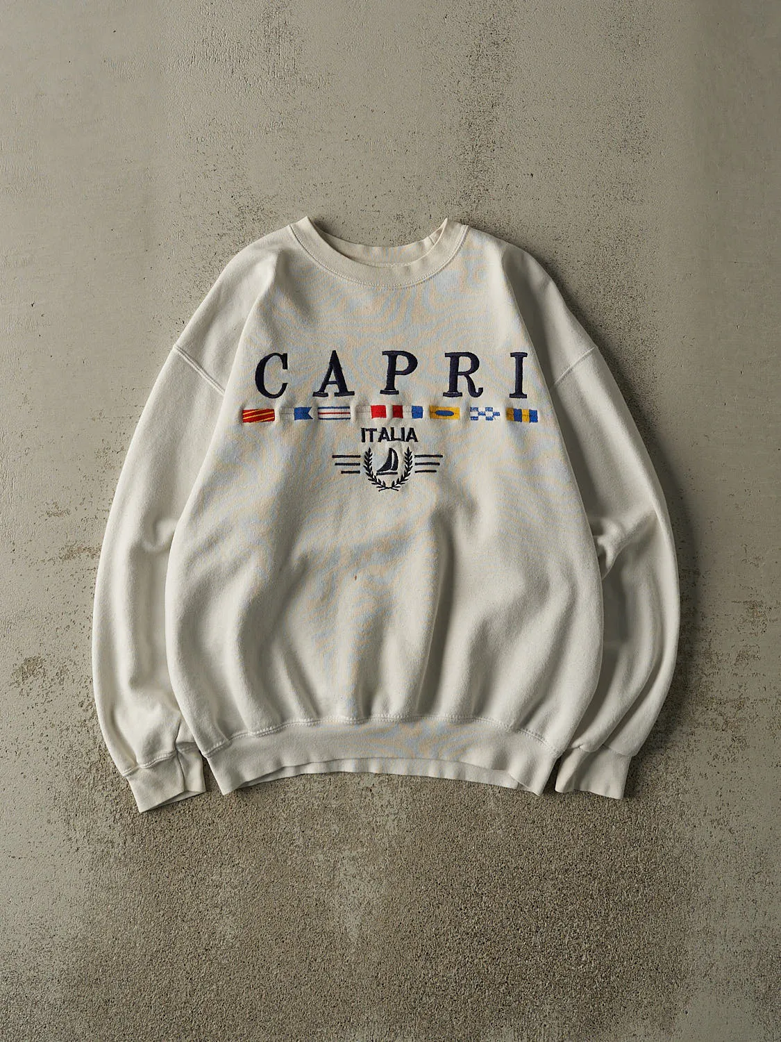 Vintage 90s White Capri Italia Embroidered Crewneck (M/L) sold by Rebalance Vintage