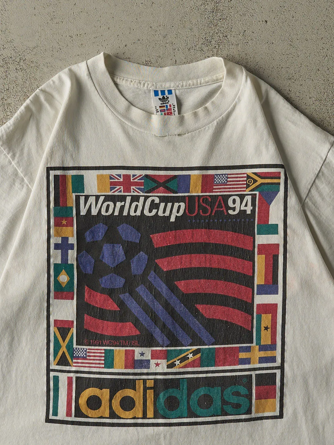 Vintage 94' White Adidas World Cup USA Soccer Tee (M/L) sold by Rebalance Vintage product image thumbnail 2