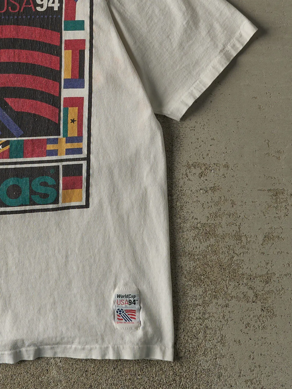 Vintage 94' White Adidas World Cup USA Soccer Tee (M/L) sold by Rebalance Vintage product image thumbnail 3