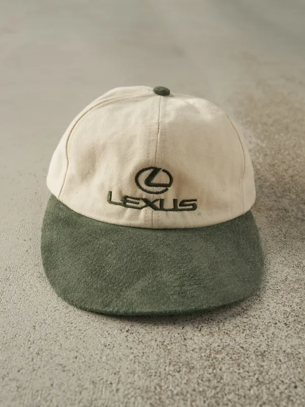 Vintage 90s Beige & Green Lexus Embroidered Leather Strapback sold by Rebalance Vintage