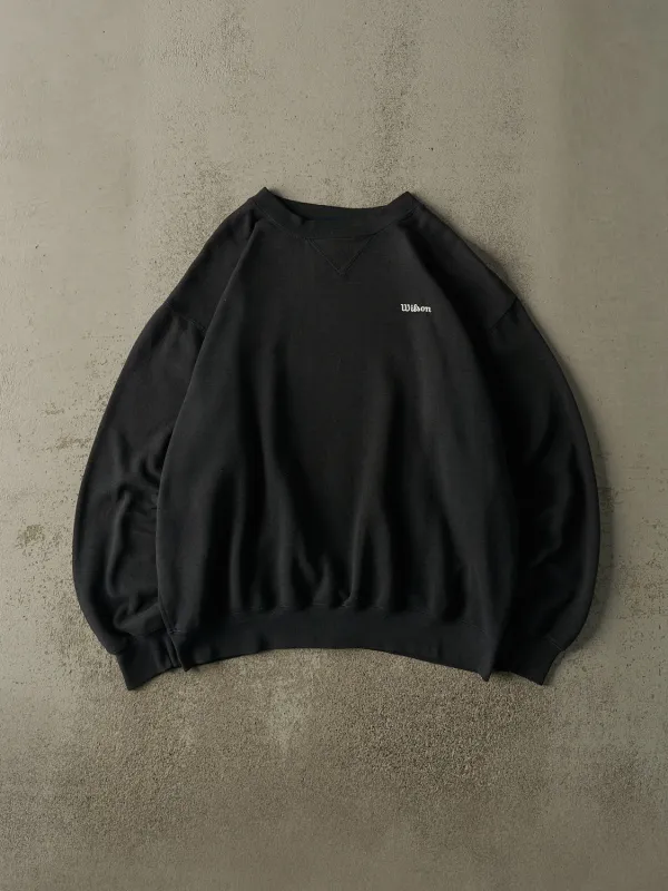 Vintage 90s Faded Black Wilson Embroidered Crewneck (XL) sold by Rebalance Vintage